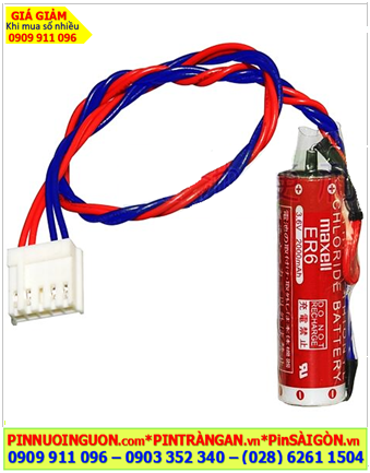 Maxell ER6 (Zắc 5 holes); Pin nuôi nguồn PLC Maxell ER6 lithium 3.6v AA 2000mAh _Xuất xứ Nhật